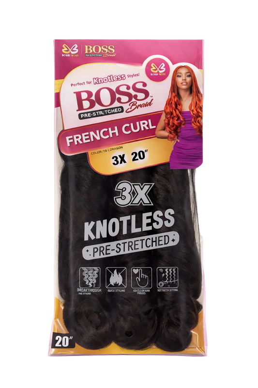 BOSS Knotless French Curl – Pre-Stretched Braid (3X, 20”)