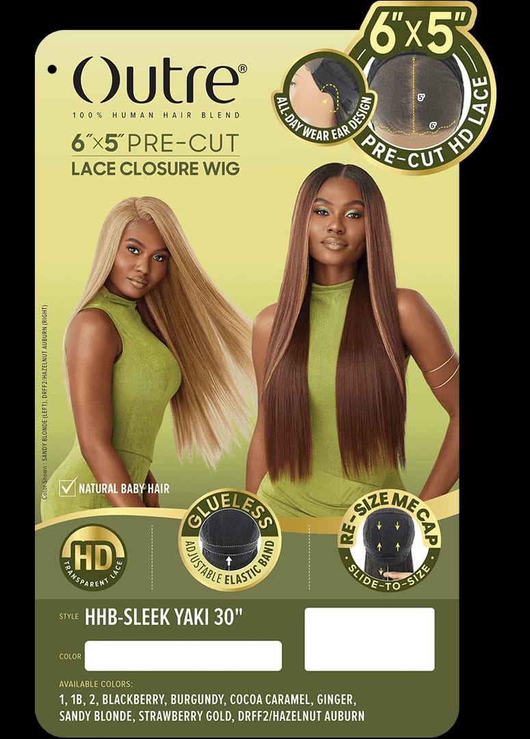Outre 6”×5” Pre-Cut Lace Closure Wig – HHB Sleek Yaki (30”)
